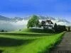 Yesil ve beyazin  birlestigi manzara